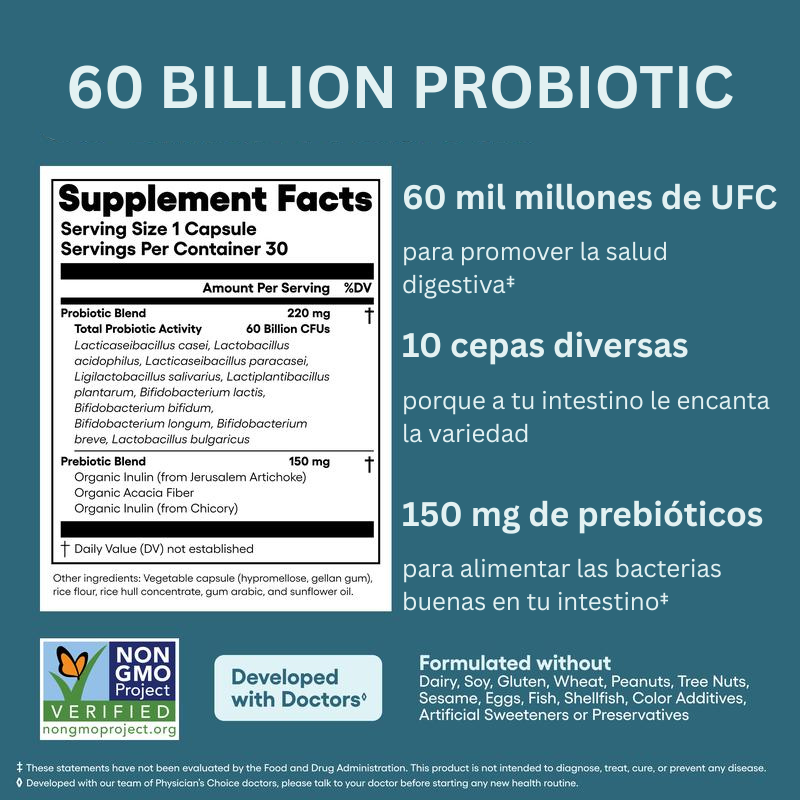Nuestros™ – 60 Billion Probiotic + Enzimas Digestivas