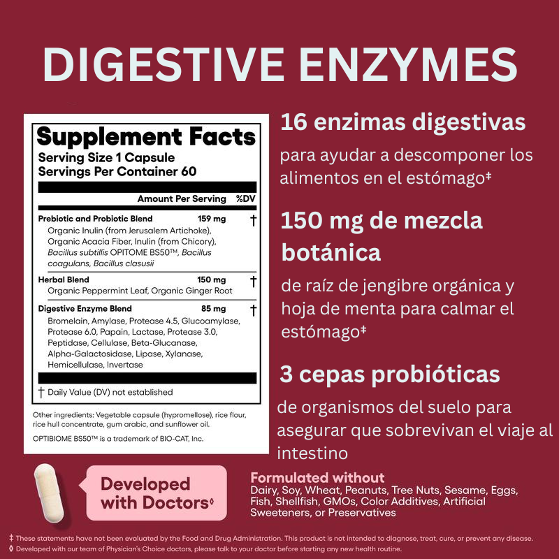 Nuestros™ – 60 Billion Probiotic + Enzimas Digestivas